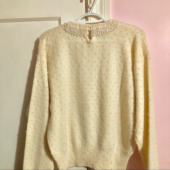 Vintage Lord & Taylor Fuzzy Pearl Sweater - Picture 6 of 6